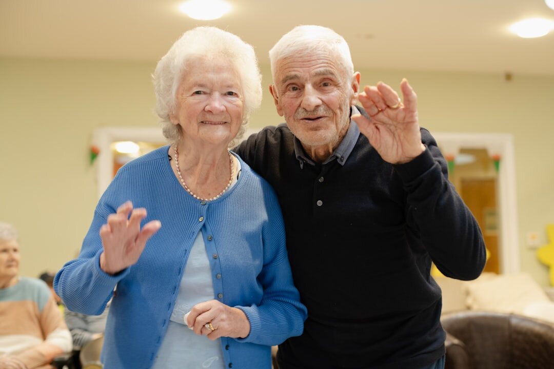 senior couple in serene retirement village
