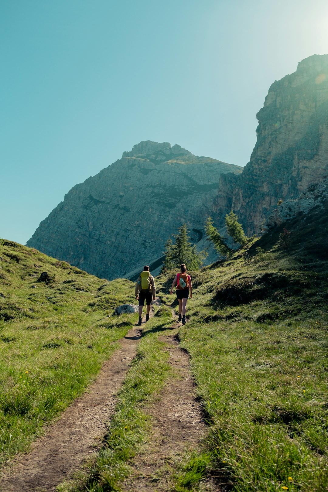 couple hiking in mountains